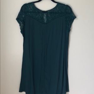 Emerald Shift Dress with Lace Detail